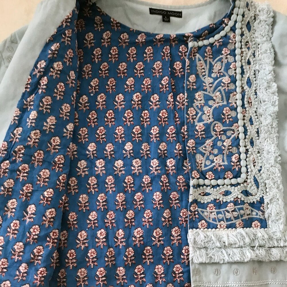 Indigo Moon Light Blue Embroidered Jean Jacket - Picture 11 of 13